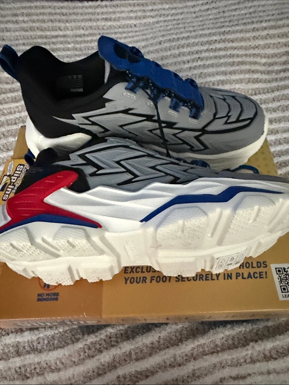 Skechers Gray & Blue Slip-On Athletic Shoes